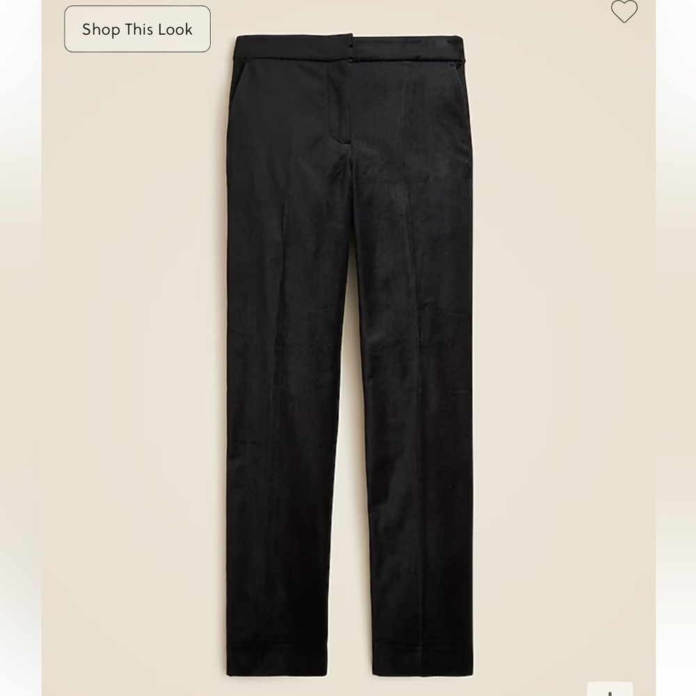 J crew Kate straight leg pants black stretch velvet size 10